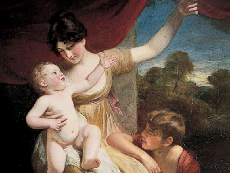 1777-James Lonsdale - Signora con due bambini e un pappagallo - Museo di Maidstone e Galleria d'arte Bentlif